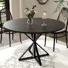 4-Person 47-Inch Round Dining Table – Wooden Dining Room Table with Metal Pedestal, 4-Split Tabletop Design for Easy Storage & Space Saving. - 4 of 4