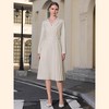 INSPIRE CHIC Women's Notch Lapel Wrap Neck Long Sleeve A-Line Midi Pleated Dress - 2 of 4