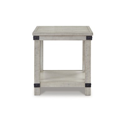 Carynhurst Contemporary White Wood Rectangular End Table with Storage