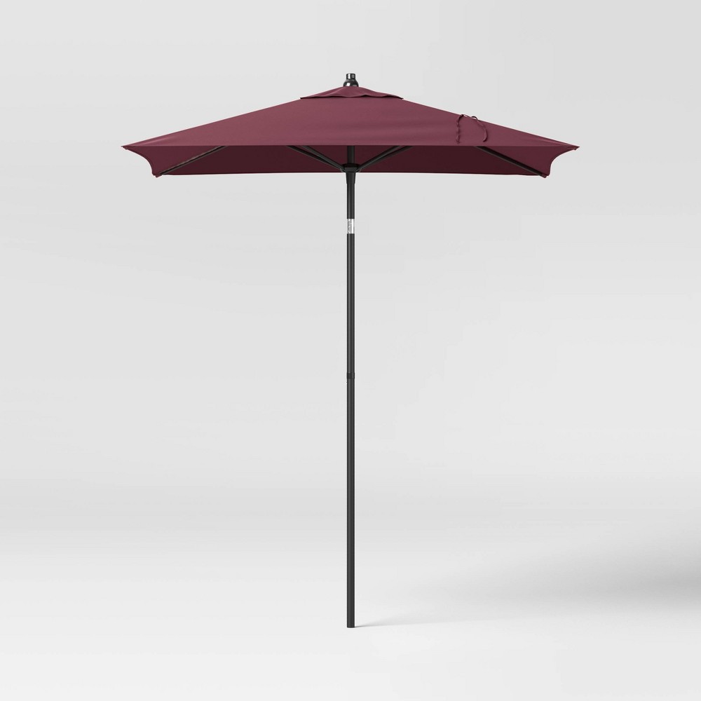 Photos - Parasol 6' Square Solid Outdoor Patio Market Umbrellas Maroon with Black Pole - Threshold™