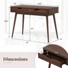 Costway 43.5" Writing Desk with 2 Drawers Anti-Tipping Kits & Solid Rubber Wood Legs White/Walnut - 3 of 4