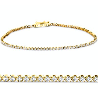 Pompeii3 1.23Ct Diamond Lightweight 7" Tennis Bracelet 14k Gold Lab Created
