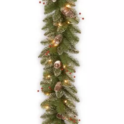 National Tree Company 9 ft. Glittery Mountain Spruce Garland with Clear Lights