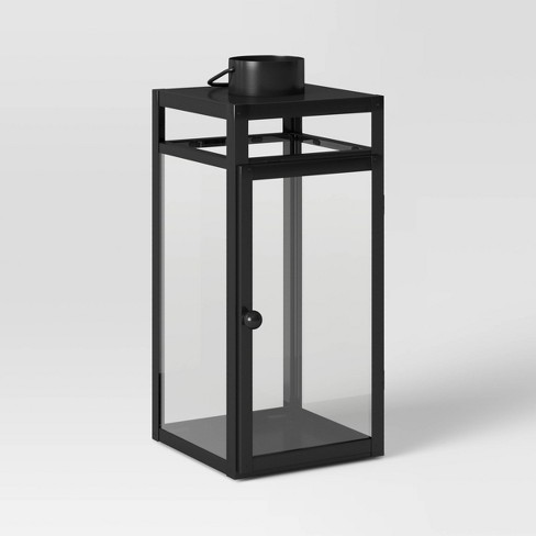 24" x 8" Decorative Metal Lantern Candle Holder Black - Threshold™ - image 1 of 4