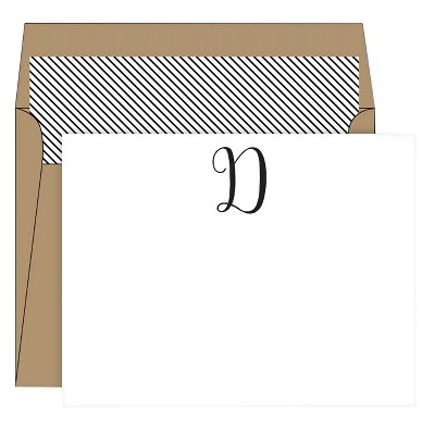 "D" Monogram Die Cut Social Set Collection White: Personalized Stationery Cards, Invitations, RosanneBECK Collections