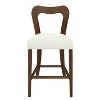 Christopher Knight Home Set of 2 Alice Rubberwood Upholstered with Curved Open Back Counter Height Barstools Beige/Walnut - 4 of 4