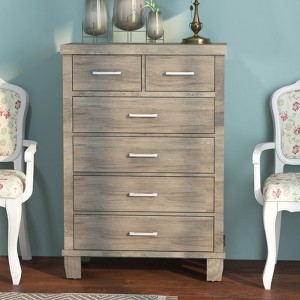 Bedroom chest of drawers, 45 inches high gray chest of drawers with storage function, wardrobe wooden dressing table for bedroom, living room - 1 of 4