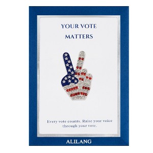 Anna-Kaci Flag Peace Sign Red White Blue Brooch Pin with Patriotic Gift Message Card & Envelope Jewelry Gifts - 1 of 4