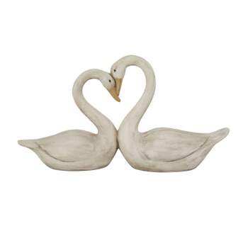 17" x 32" Country Cottage Magnesium Oxide Swans Garden Sculpture White - Olivia & May