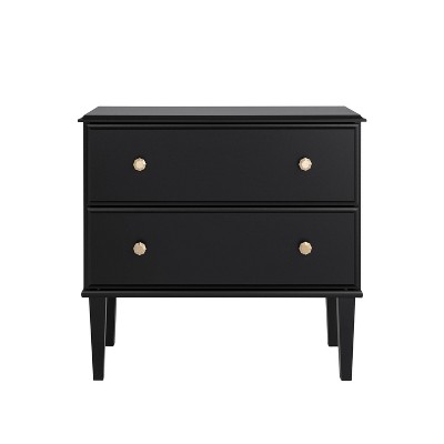 Lux Black 2 Drawer Nightstand with Gold Accents