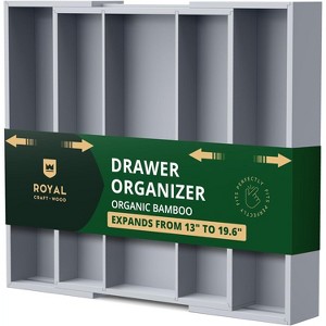 Expandable Silverware Drawer Organizer 7-9 Slots - Bamboo Utensil Organizer 17.5 x 13.5 - 20 - Royal Craft Wood - 1 of 4