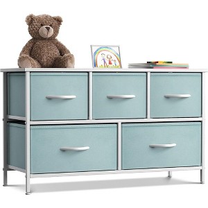 Sorbus 5 Drawers Dresser- Storage Unit with Steel Frame, Wood Top, Fabric Bins - for Bedroom, Closet, Office and more - 1 of 4