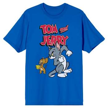 Tom & Jerry Classic Cartoon Characters Men's Royal Blue Graphic Tee