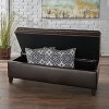 Okak Luxury ButtonTufted Storage Ottoman Bench Ottoman Foot Rest with Hidden Storage and Birch Wood Legs Bed Bench for Bedroom,Entryway, Brown - 2 of 4
