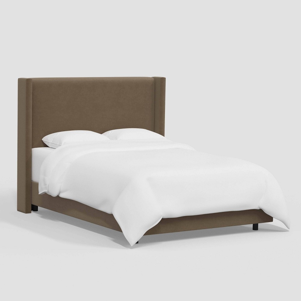 Photos - Bed Violet Full Size Upholstered Wingback  in Performance Velvet Walnut - Threshold™