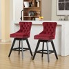 Kumasinova Swivel Velvet Bar Stool Set of 2,Counter Height Chair with Button Tufted Curved Back,Bar Chairs for Kitchen Island,Dining Room - 2 of 4