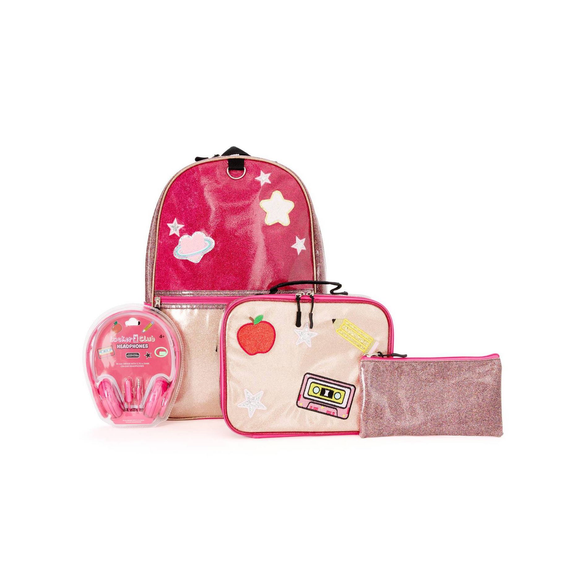 Locker Club Kids' 16L Kids Backpack with Lunch Box Headphone - Red/Gray: Preschool Backpack
