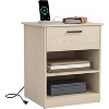 CIPACHO Natural Wooden Night Stand with Charger Station USB Type-C AC Outlets 1 Drawer Open Storage - 4 of 4
