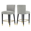 27" Fabric Armless Counter Stool (Set of 2) with Tufted Backrest and Gold Circular Footrest for Home Bar, Kitchen Island, or Dining Area - 4 of 4