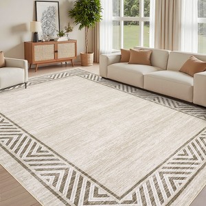 Nasitip Modern Geometric Border Area Rugs for Living Room Soft Low Pile Non-Sliping, Machine Washable - 1 of 4