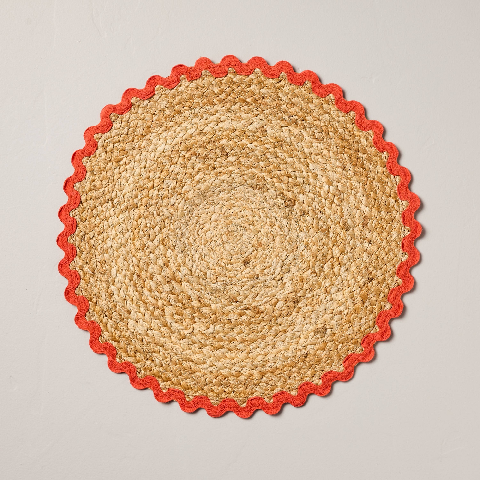 Round Woven Charger Rickrack Trim Poppy - Hearth & Hand™ with Magnolia