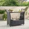 Vynxaria Bar Serving Carts, Brown Wicker Mobile Cart with Ice Bucket and Wine Racks, 38.25"W x 19"D x 35.5"H - 3 of 4