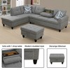 3-Piece Set Of Brown Grey Linen Combination Sofa L-Shaped Living Room Sofa - 4 of 4