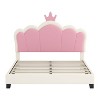 CAVINAS Twin/Full Size Upholstered Princess Platform Bed Frame with Crown Headboard,No Box Spring Needed,Cream/Pink - 4 of 4