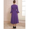 INSPIRE CHIC Women's Split Neck Bell 3/4 Sleeve Business Office Causal A-Line Midi Dresses - 4 of 4