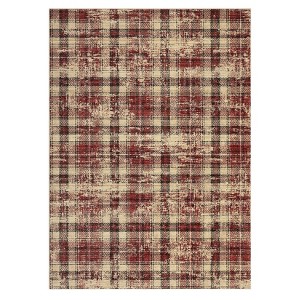 Machine Washable Indoor Modern Geometric Area Rugs Soft Low Pile Mat with Small Checkered Print - 1 of 4