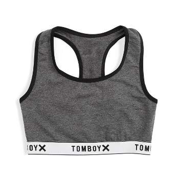 Tomboyx Racerback Bra, Cotton Comfort Wireless Charcoal Logo 6x Large :  Target