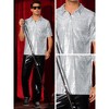 Lars Amadeus Men's Short Sleeve Sparkle Glitter Prom 70s Disco Nightclub Party Sequin Polo Shirts - 4 of 4