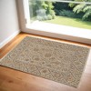 2' X 3' Tan and Red Wool Oriental Hand Knotted Area Rug - 2 of 4