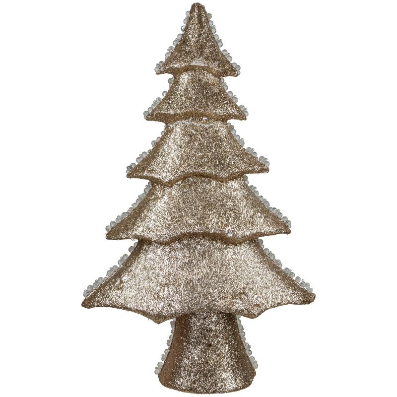 Northlight 20.5" Clear Beads and Gold Glitter Christmas Tree, 5 of 7