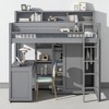 Wood Twin Loft Bed with Desk, Wardrobe, Storage Cabinets and Shelves, Space-Saving Study Bed Frame for Kids - 2 of 4