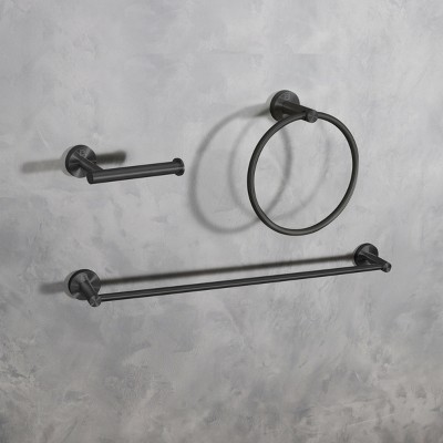 Matte Black Stainless Steel 3-Piece Bathroom Hardware Set
