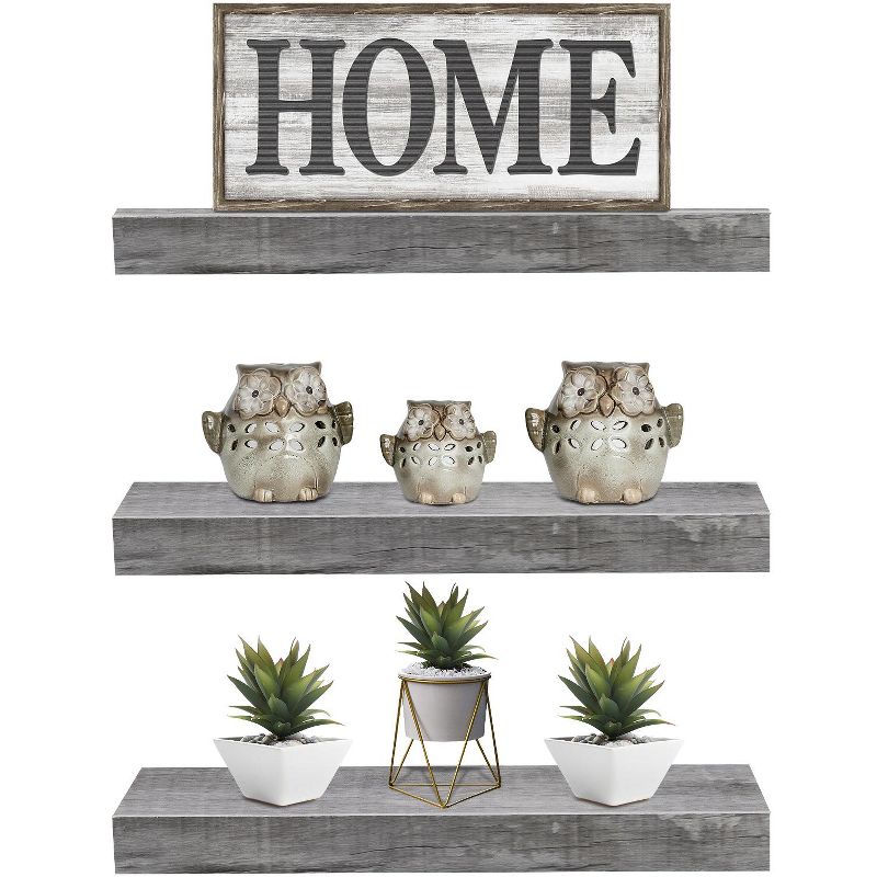3 Pack 16 Inch Sorbus Coastal Rectangle Floating Shelves - for Home Décor to Display Trophies, Books, Frames, and more, 3 of 6