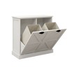 GlasFlength Decorative Storage Cabinet 2-Compartment Tilt-Out Laundry Sorter, Free Standing Home Organizer, for Bathroom, White, 31.49"*13.77"*30.70" - 2 of 4