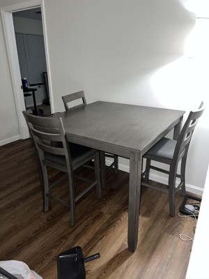 Set Of 5 Bridson Counter Height Dining Table And Barstools Gray ...