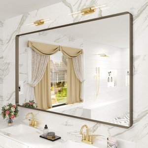 Apmir 60 in. W x 36 in. H Rectangular Aluminum Alloy Framed and Tempered Glass Wall Mirror in Brushed Bronze - 1 of 4