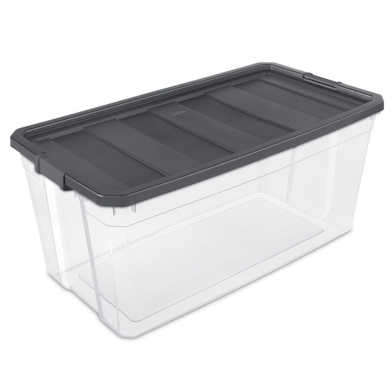 Sterilite Storage System Solution with 200 Quart Clear Stackable Storage Box Organization Containers with Grey Latching Lid, 2 of 7