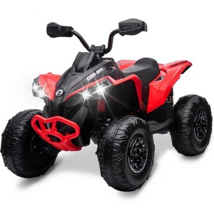 12V Kids ATV Ride-On Toy, Bombardier Licensed BRP Can-am 4 Wheeler Quad, LED Lights, Bluetooth, Music, USB, Suspension - 1 of 4