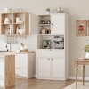 Kitchen Pantry Cabinet, 70" Tall Pantry Storage Cabinet with Countertop, Fluted Tall Cabinets with Doors and Drawer, Freestanding Cupboard - 2 of 4