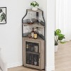 Jojoka 61'' Tall Corner Bar Cabinet with Adjustable Shelves, 5-Tier Industrial Bar Cabinet with Glass Holder, Gold - 3 of 4