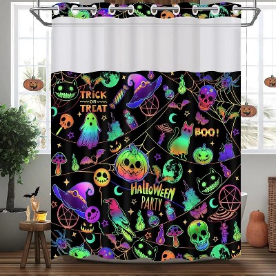 LunaLulinlk Blacklight Halloween Shower Curtain with Snap in Liner