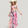 Anna-Kaci Swim Women's Three-Piece Swimsuit Set with Bikini Top High Waist Bottom and Sheer Abstract Print Wide Leg Pants - 4 of 4