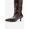 Crow - Brown Embossed Pointed Toe Short Heeled Boot (Women) | Prologue Shoes - 4 of 4