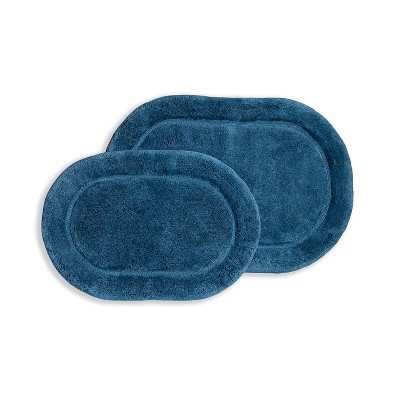 Plush and Absorbent Non-Slip Cotton Oval 2-Piece Bath Rug Set by Blue Nile Mills