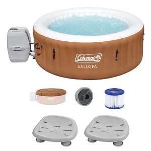 Bestway Coleman Miami AirJet Inflatable Hot Tub with EnergySense Cover and 2-Pack of SaluSpa Underwater Non-Slip Spa Seat with Adjustable Legs - 1 of 4