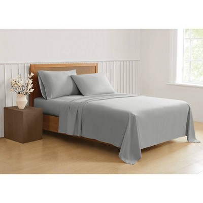 Truly Soft Full 4pc Green Solid Sheet Set Gray